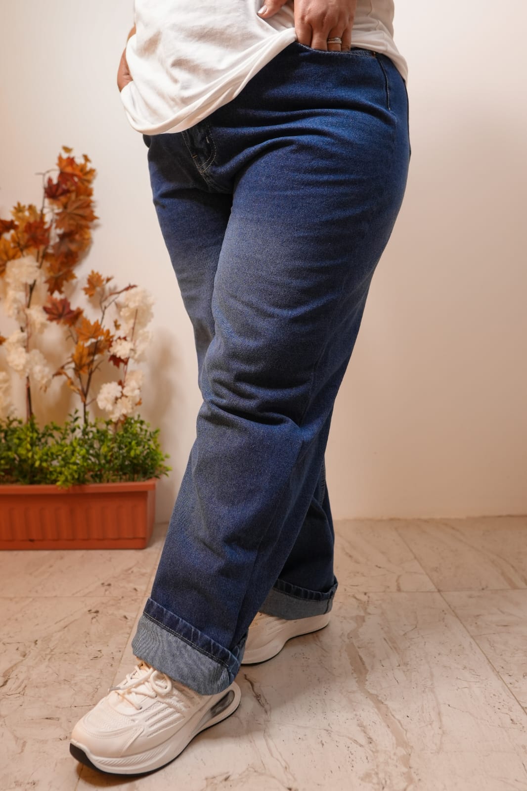 بنطلون وايد ليج جينز ازرق